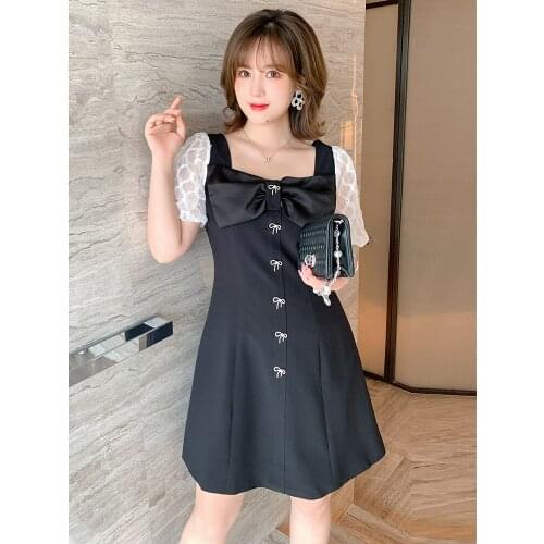 High quality Hubble-bubble sleeve sequined bow set auger new summer dresses