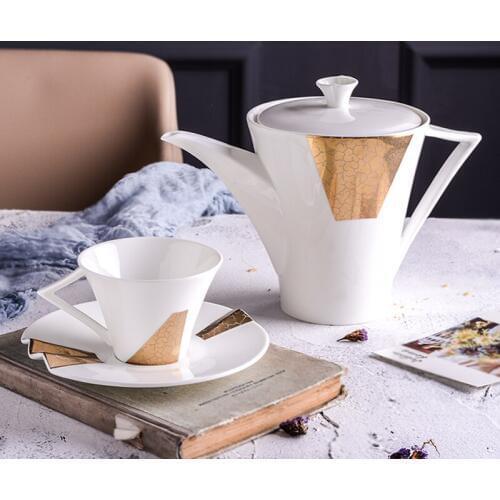 Bone China Teapot Ceramic Mug 24k Gold Luxury Drinkware Sets Coffee Mug