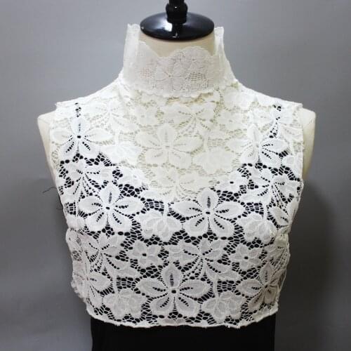 Linbaiway Stand Detachable Collars for Women Lace Flower Embroidered Faux Collar Ladies Fake Collars Half Shirt Ruffle Collar