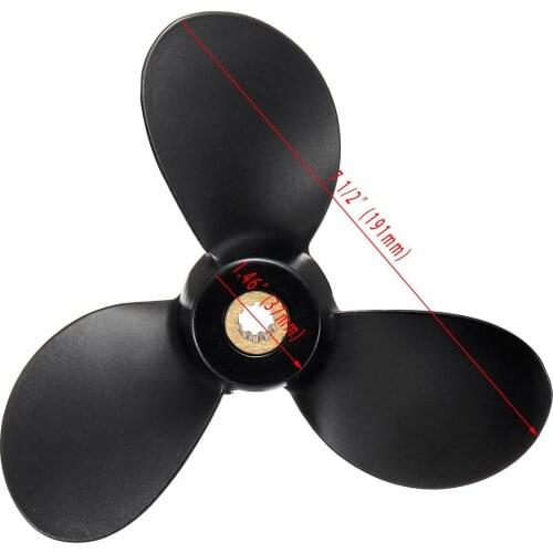 Boat Propeller Black Marine Propeller 3 Blade Aluminum Alloy For Suzuki Outboard Engine 4-6HP 58110-91JM0-019 7 1/2 x 6 1/2