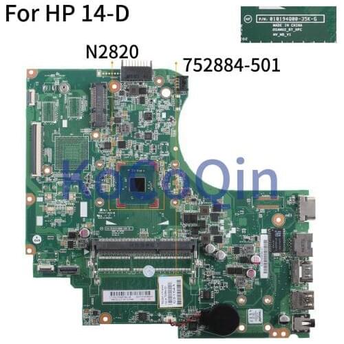 KoCoQin Laptop motherboard For HP 14-D 240 G2 246 G2 Core N2820 Mainboard 752884-001 752884-501 010194Q00 SR1SG