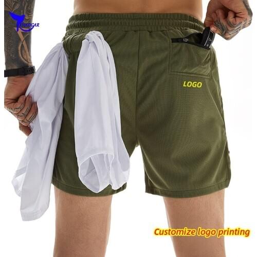 Custom LOGO Men Running Shorts Quick Dry Fitness Sport Training Sportswear Gym Workout Short Pants Breathable Beach Board Shorts