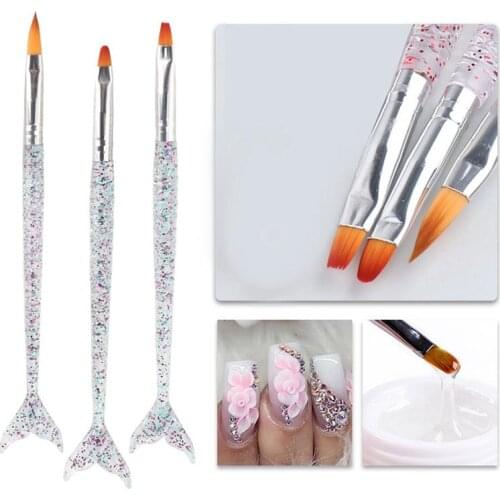 3PCS Kapmore Acrylic Nail Brush Set Mermaid Handle Nail Painting Brush Nail Art Brush Dotting Painting Manicure Decoration Brush