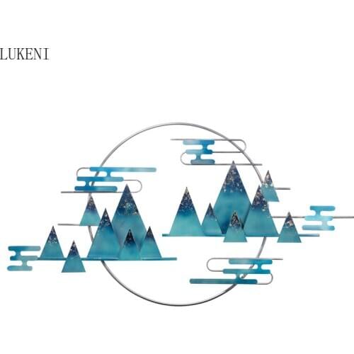 New Chinese Porch Wall Decoration Creative Wall Hanging Sofa Background Wall Light Luxury Metal Wrought Iron Wall Decoration