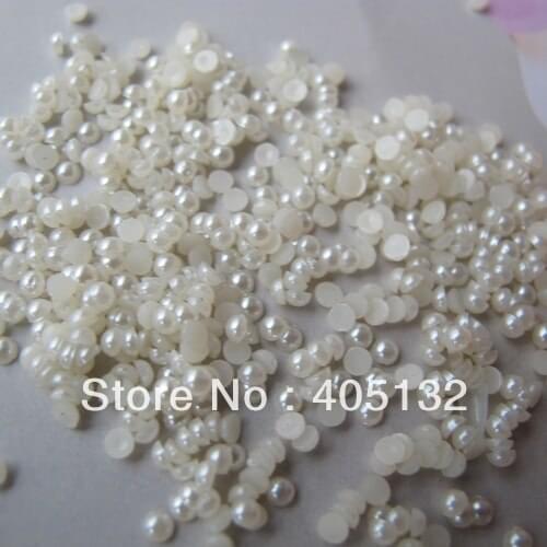 OD-23W Free Shipping 10000pcs/bag 3mm White Resin Half-Ball Pearl Nail Art Decoration