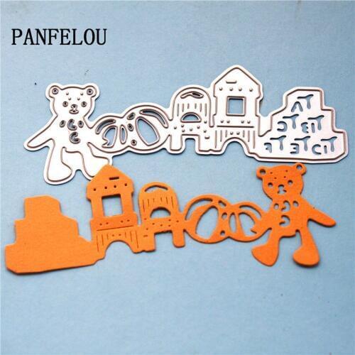 PANFELOU Metal craft Happy little bears castle paper die cutting dies for Scrapbooking/DIY Easter wedding Halloween cards