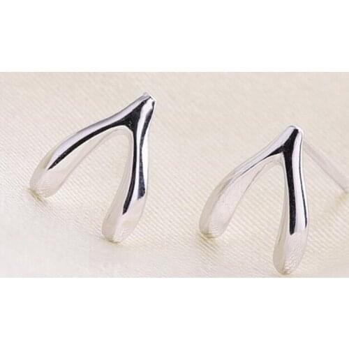 Popular New Exquisite Korean Fashion 925 Sterling Silver Jewelry Stud Earrings Wishbone Small Simpler Earrings SE17