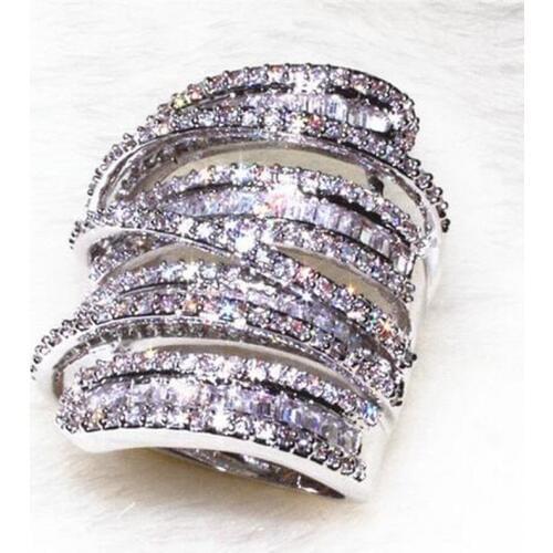 Deluxe T shape Diamond Ring Real 925 sterling silver Jewelry Engagement Wedding band Rings for Women Bridal Party accessory