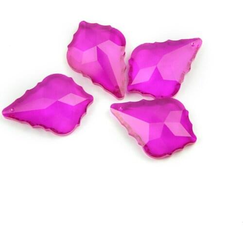 Rose 38MM/50MM/63MM/76MM Maple Leaf Shape K9 Optical Crystal Plated Prism Ornament Glass Pendant