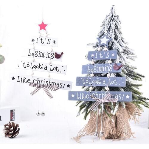 Christmas Ornaments Wooden Sign Christmas Decorations Tree Ornament Patterned Hand Made Craft Hanging Accessories Supplies