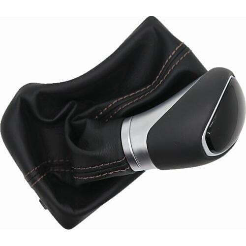 FOR AT Leather Glossy Gear Shift Knob Black Gear Head Lever Car Shift Knob for Hyundai Elantra AD 2016-2018