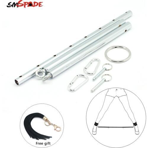 Smspade Sexy Toys for Couples Dados Sexuales Slave Stainless Steel Metal Adjustable Expandable Spreader Bar Restraints Shackles