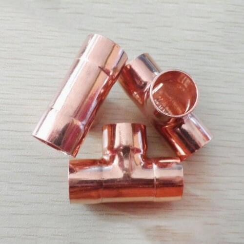 12.7mm 1/2" Inner Dia x0.8mm Thickness Copper Equal Tee Socket Weld End Feed Coupler Plumbing Fitting Water Gas Oil