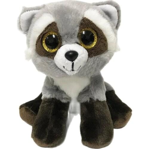 Ty Beanie Boos Big Eyes Bondi Stuffed Animal Grey Raccoon Bear Plush Doll Ornaments Soft Bedside Toys Doll Gift For Kids 15CM