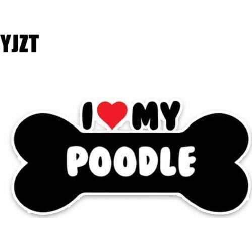YJZT 15*7.1CM I Heart My Poodle Dog Bone PVC Car Bumper Car Sticker Decals C1-4161