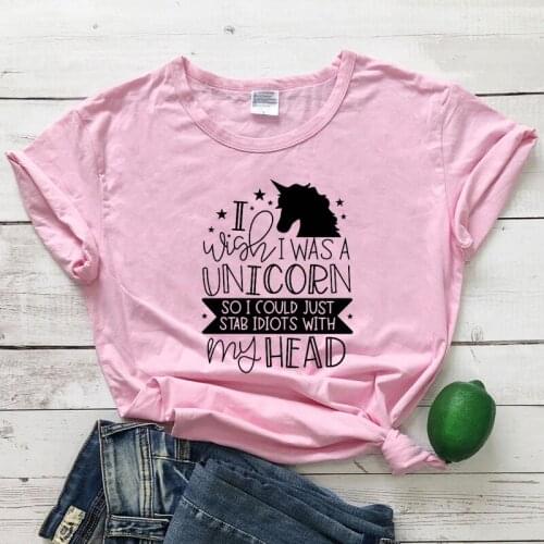 I Wish I Was A Unicorn Cotton T-shirt Vintage Women Magic Tshirt Funny Summer Short Sleeve 90s Tumblr Hipster Tops Tees Camiseta