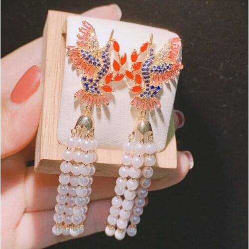 HIBRIDE New Zircon Earrings White Gold-Color AAA Cubic Zircon Drop Earrings for Women Party Gift Fashion Jewelry 2019 E-558