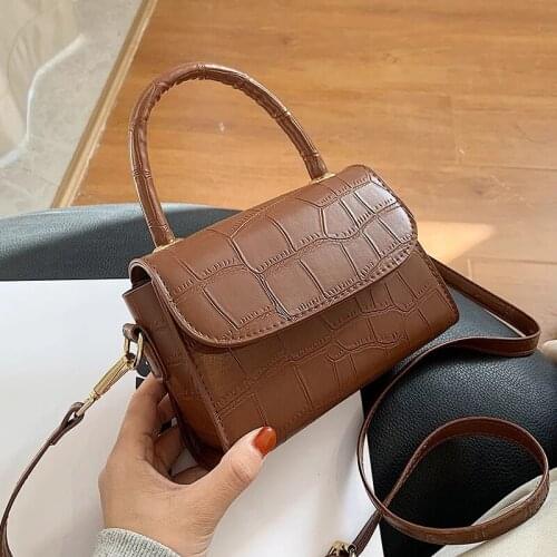 Women Tote Bags Small Vintage Crocodile Pattern Shoulder Bag Luxury Handbags Women Bags Leather Messenger Pack Female Hand Purse
