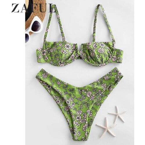ZAFUL High Cut Underwire Bikini Set Swimwear Women Bikinis 2020 Mujer Support Type