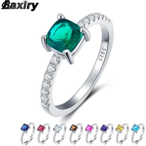 100% 925 Sterling Silver Ring With Stone Wedding Engagement Rings For Women Designer Jewelry Amethyst Ruby Moissanite Blue Ring