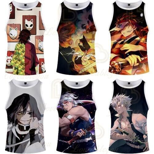 2020 New Demon Slayer 3D Print Harajuku Vest Summer Unisex Sleeveless Shirts Women Casual Tank Tops Men Streetwear Clothing
