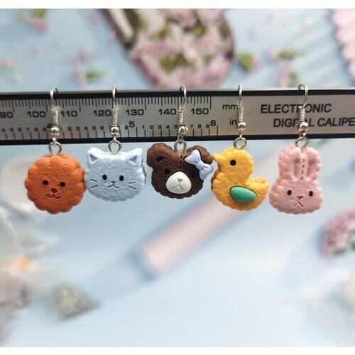 1Pair Korea Funny Cute Cat Rabbit Bear Pendant Earrings Girl Cute Small Geometric Resin Earring Handmade Creative Jewelry EC277