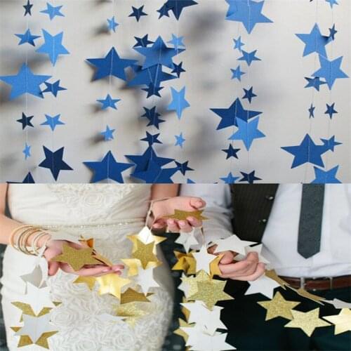 1pcs 4M Star baby Showers Birthday Party String Banner Bunting Wedding Bunting Hanging Party Decoration 6ZSH283