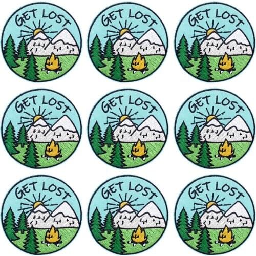 10Pcs/Lot Wilderness Patch Iron On Patches For Clothes Waves Embroidered Patches For Clothes Outdoor Patch Applique Decor