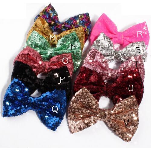 120PCS 13cm Handmade Big Applique Sequins Bows Knot for Women Hair Accessories Newborn DIY Shiny Sequin Hair Bows With Hair Clip