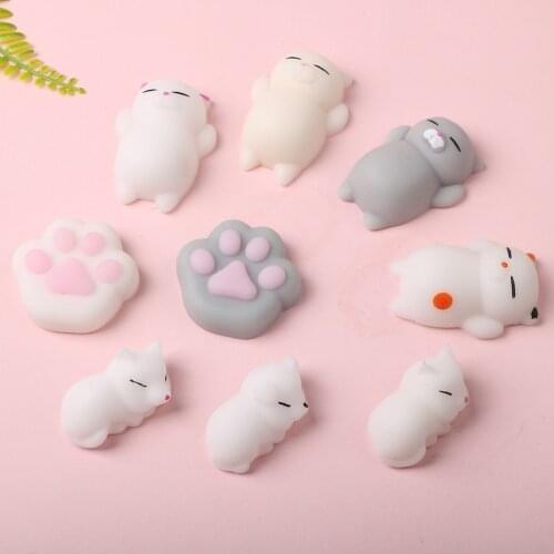 2Pcs Cute Simulation Animal Stress Relief Toys Soft TPR Squeeze Funny Toys Kawaii Cat Paws Squishy Abreact Toys for Kids Adult