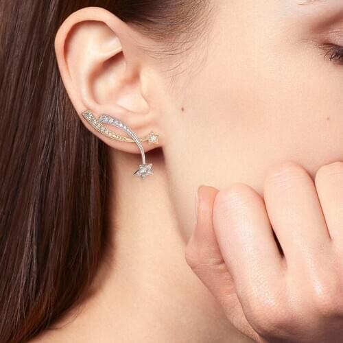 2020 New Asymmetrical Rhinestone Star Stud Earrings for Women Fashion Jewelry Silver Color Cute Earrings Party jewellery Gift