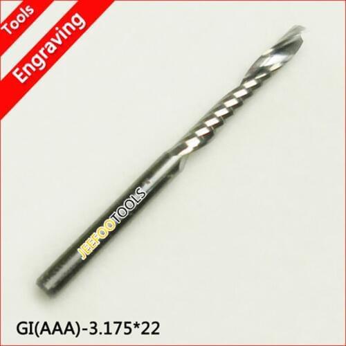 3.175*22mm Carbide One Flute Spiral Milling Cutter/ CNC Router Bits For Arylic