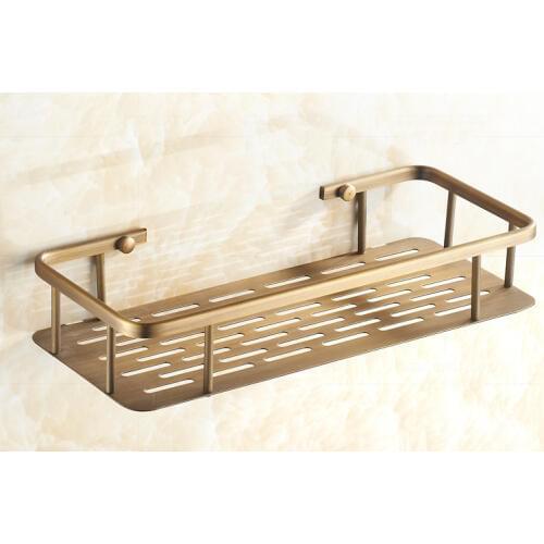 300mm Vintage Retro Antique brass Wall Mounted Bathroom Shower Shelf Storage Basket Bathroom Accessory mba107