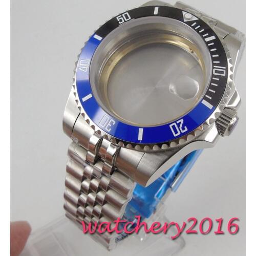 40mm sapphire glass Watch Case jubilee strap fit miyota 8215 821A 8205 Movement