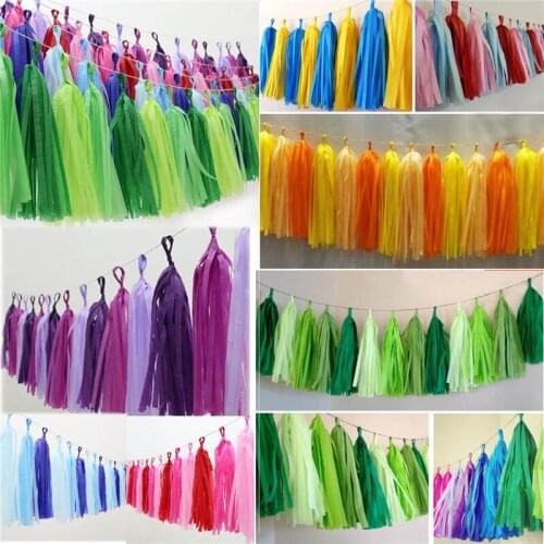 5/15/25Pcs Tissue laser Foil Tassel Paper Garland Banner For Party Backdrops Decorate New Year Christmas Pendant Drop Ornaments