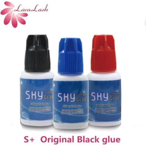 5ml/bottle 1-2s Dry Time Most Powerful Korea Sky S+ Glue for Eyelash Extensions MSDS , Black Red Blue Cap False eyelash glue