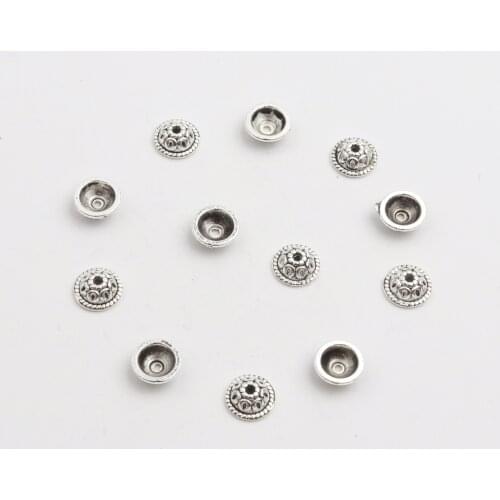 50pcs Antique Gold Sliver Bronze Mix Semicircle With Holes Shape Metal Spacer Beads Cap For Jewelry Making Bracelet Wristband