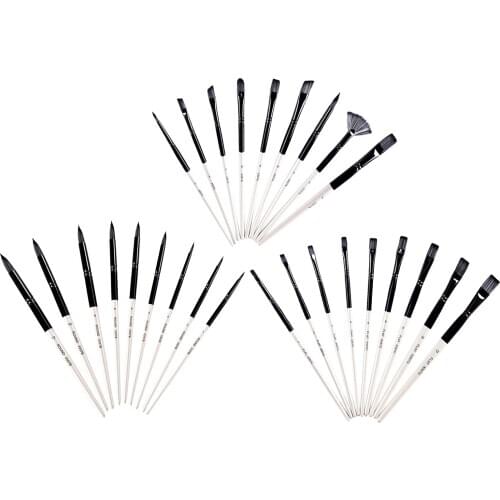 9 Pcs Professional Painting Brush Acrylic Oil Watercolour Paint Flat Round