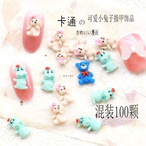 10pcs/bag Korea 3D Nail Art Parts Resin Kawaii Cat Bowknot Nail Accessories DIY Charm Material Nail Deco Suppliess
