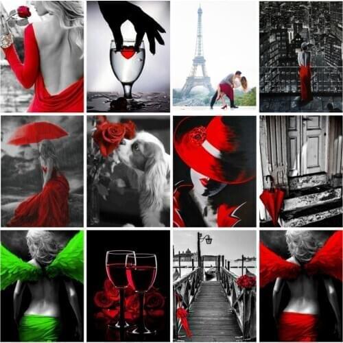 Diamond Painting 5D Girl Square/Round Cross Stitch Diamond Embroidery Red Handwork Hobby Rhinestones Art Decoration for Home