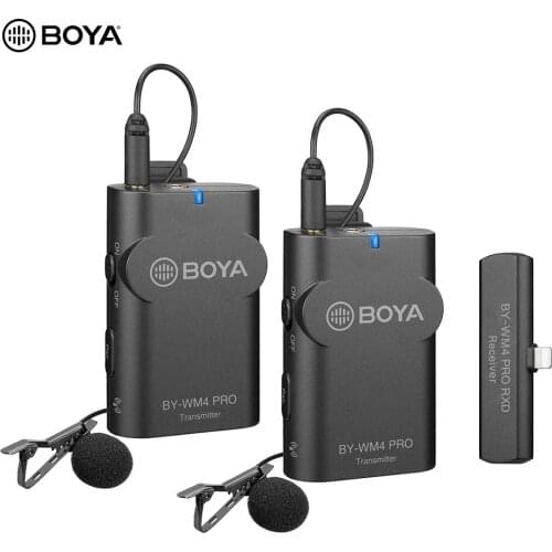 BOYA BY-WM4 Pro K4 2.4G Wireless Lavalier Microphone Vlog Meeting Mic For iPhone iPad iPod Lighting Connector IOS Devices