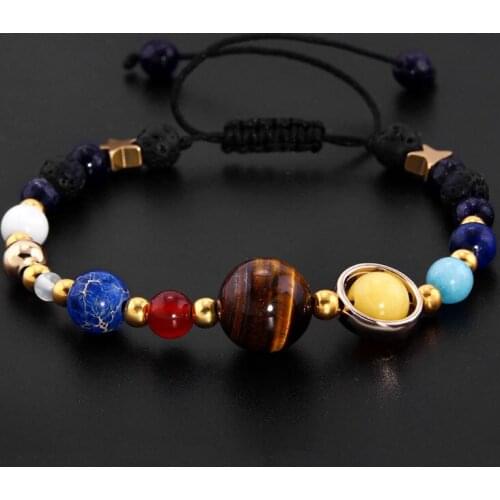 Milky Way Planet Solar System Beaded Bracelets For Boys Girls Natural Stone Beads Hand Strap Hand-woven Bracelet Student Gifts