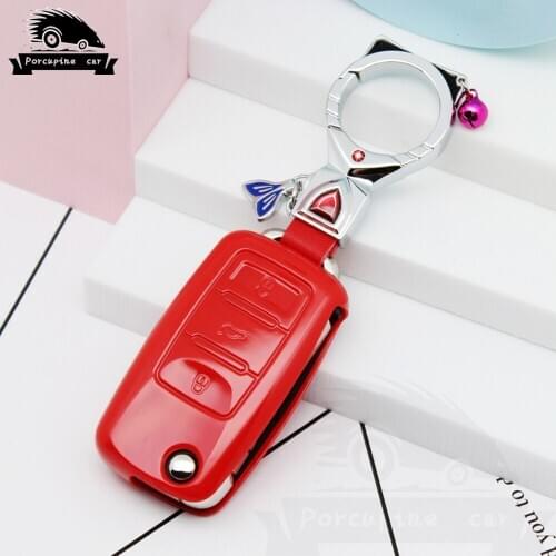 New TPU Car Key Cover Case For VW Polo Golf Passat for Skoda Octavia A5 Bora Jetta Seat Ibiza Leon Accessories Cat Keychain