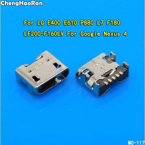 ChengHaoRan 2-10pcs Micro USB Connector Jack Charging Port Socket For LG E400 E610 P880 L7 F180 LF200-F160LV For Google Nexus 4