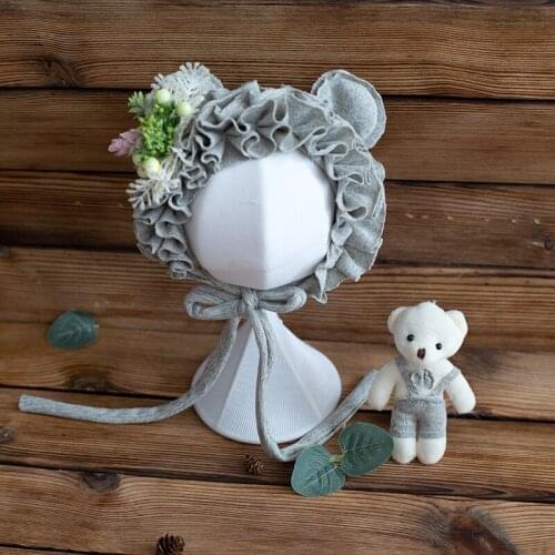 Newborn Baby Animal Toy Hat Set Photography Shoot Bear Hat Infant Handmade Toy Outfit Props