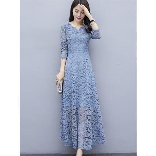 Short /Full Sleeve Lace Dress Womens Spring 2021 Summer Fashion Slim Elegant Party Long Dress Plus Size 4XL Female Robe ZH1231