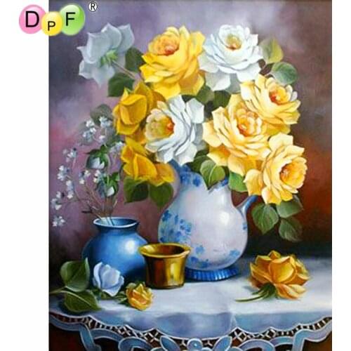 DPF diamond embroidery gift yellow flowers DIY 5D diamond painting cross stitch needlework kits diamond mosaic square home decor