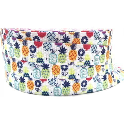 5Yards 16mm Thinks Giving Pineapple printed Fold over elastic Handmade elastic bands Baby Girl Hair accessories