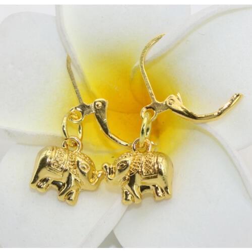 Ethnic style hot sale original design 8*11mm elephant charms gold-color dangle drop earrings party gifts lovely jewelry B2664