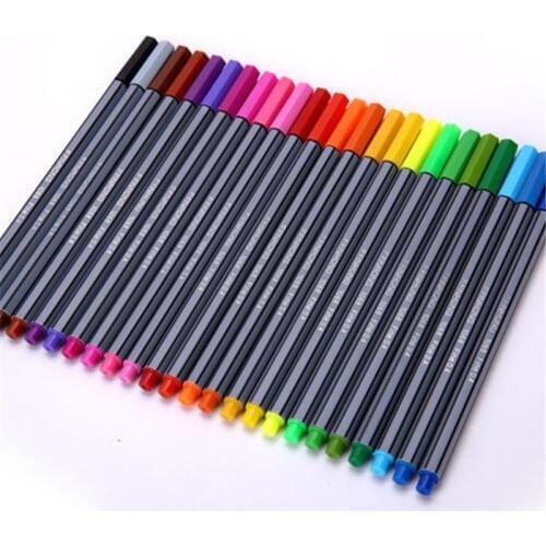 24PCS/Set Color 0.4 mm Fiber Marker Pen Fineliners Markers Sketch Drawing Art Painting Professional Felt Tip Fine Pen